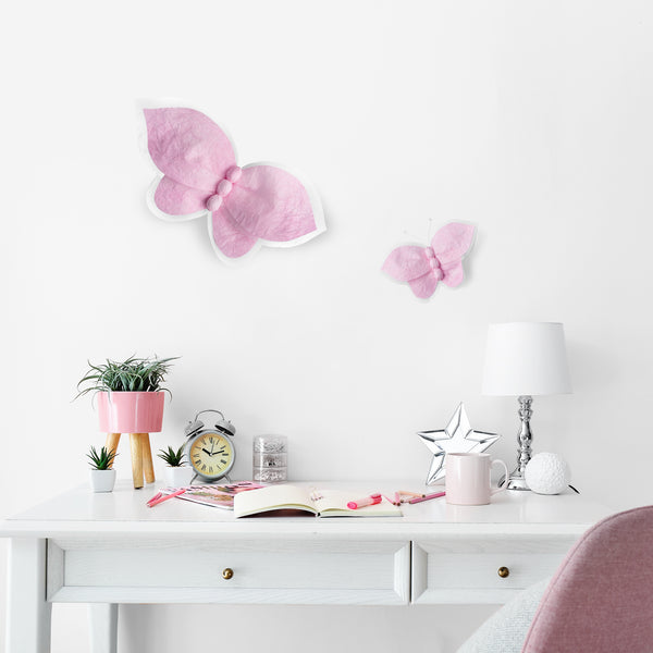 Rainbows & Lilies 3D Paper Butterflies - 2-PCS, Handmade & Assembled (Pink)