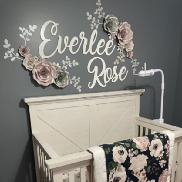 Rainbows & Lilies Large 3D Paper Flowers Decorations, 10-Pieces, Handmade & Assembled (Pink, Silver, Off-White)