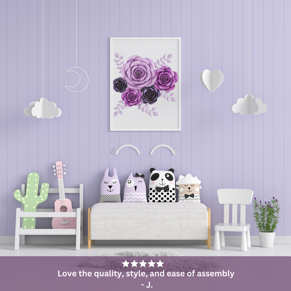 Rainbows & Lilies Large 3D Paper Flowers Decorations for Wall, 10-pcs, Handmade & Assembled (Purple, Lavender)