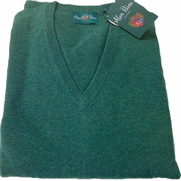 Alan Paine Hampshire V Neck Sweater Courgette