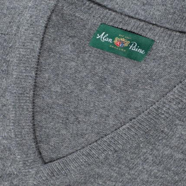 Alan Paine Hampshire V Neck Sweater Grey Mix