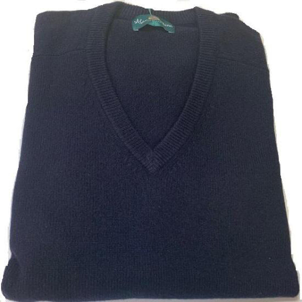 Alan Paine Hampshire V Neck Sweater Navy