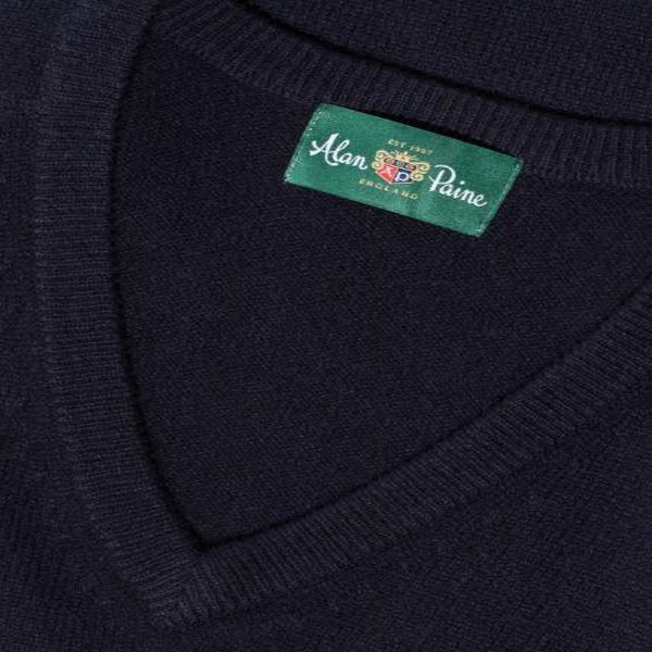 Alan Paine Hampshire V Neck Sweater Navy