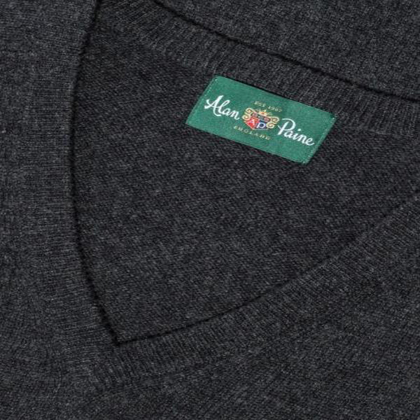 Alan Paine Hampshire V Neck Sweater Charcoal