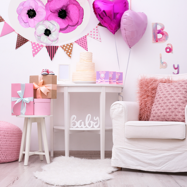 Rainbows & Lilies Large Paper Flowers Decorations for Wall - 5-Pc 3D Wall Decor (Fuchsia, Pink, White)