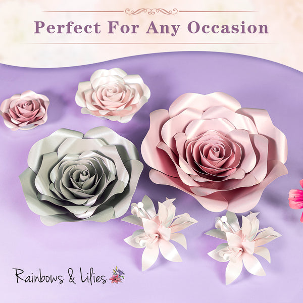 Pink & Silver Paper Flower Decorations for Wall