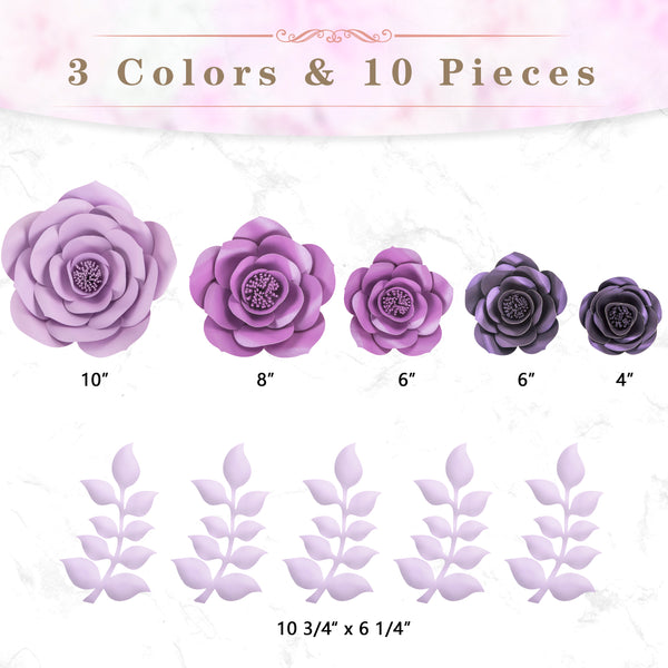 Purple Paper Flower Decorations for Wall