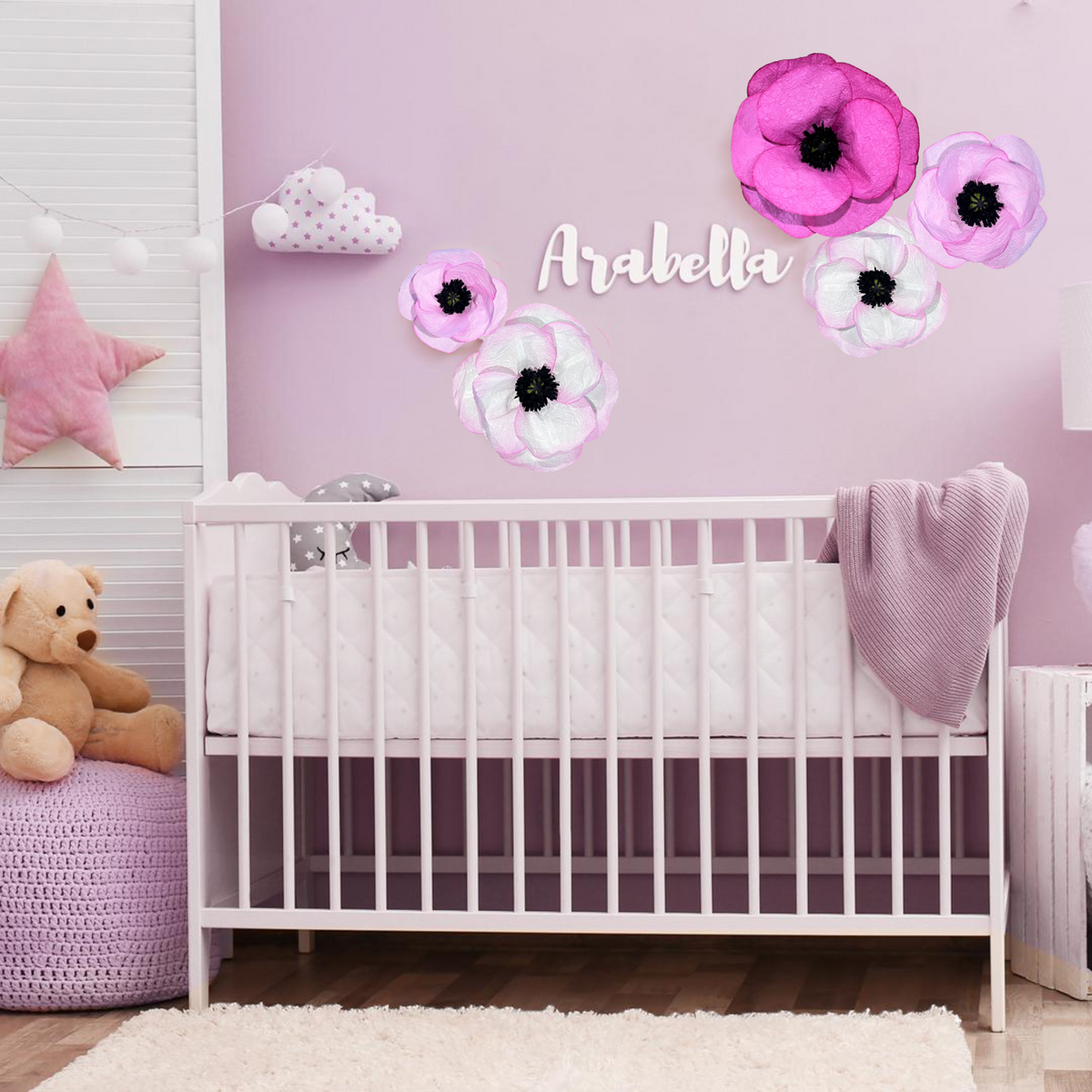 Rainbows & Lilies Large Paper Flowers Decorations for Wall 5Pc 3D W