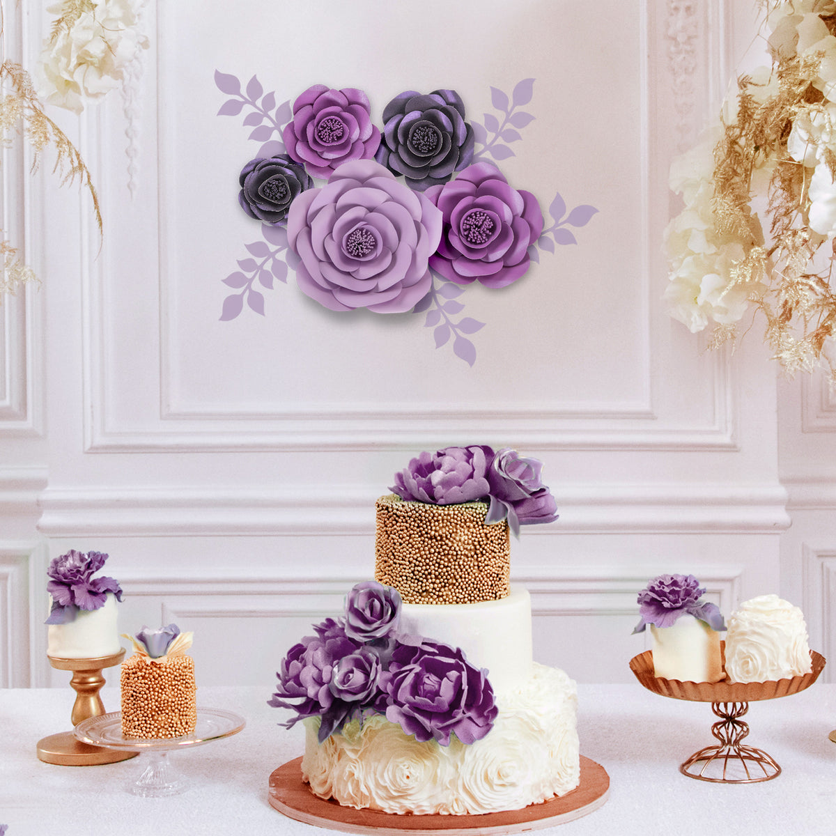 Rainbows & Lilies Large 3D Paper Flowers Decorations for Wall, 10pcs