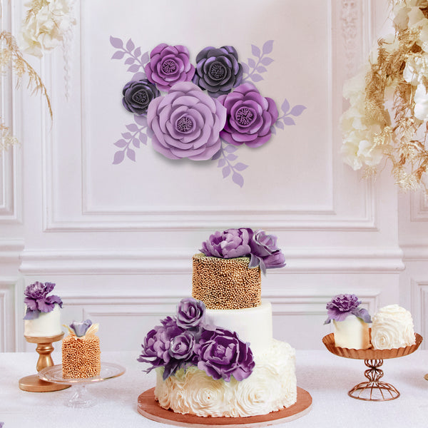 Purple Paper Flower Decorations for Wall