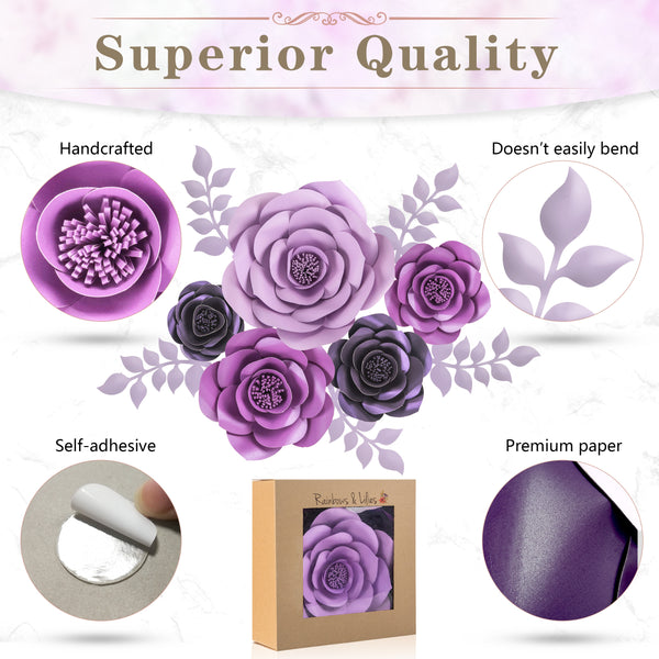 Purple Paper Flower Decorations for Wall