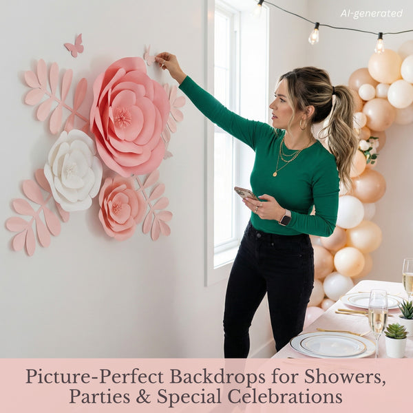 Rainbows & Lilies Pink & White 3D Floral Decor - Picture-Perfect Backdrops for Showers, Parties and Special Celebrations
