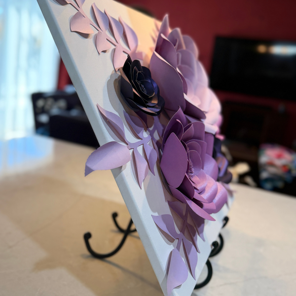 Rainbows & Liles 3D Layered Purple Paper Flowers Side View