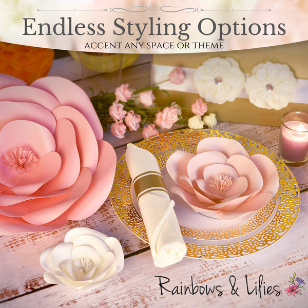 Rainbows & Lilies Handmade Pink & White Paper Flowers for Endless Styling Options - Accent Any Space or Theme