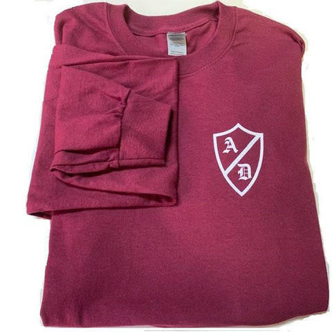 AD Long Sleeve T Shirt in Burgundy
