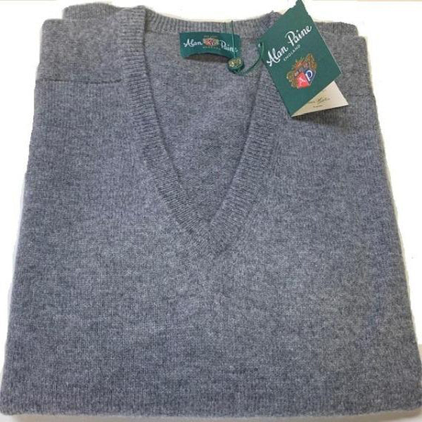 Alan Paine Hampshire V Neck Sweater Grey Mix
