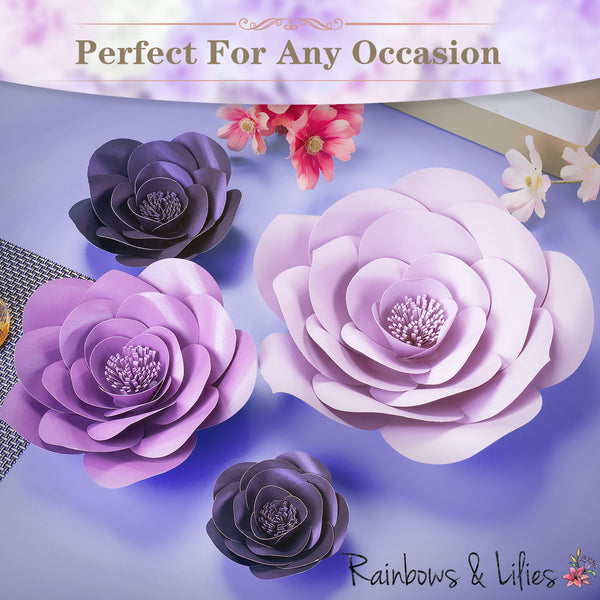 Purple Paper Flower Decorations for Wall